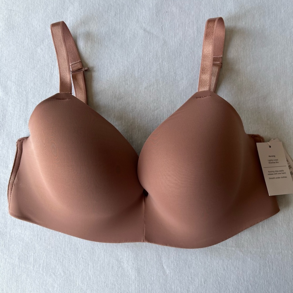 Auden Lightly Lined Smooth Wirefree Nursing Bra Mauve Rosy Tan 36 DD